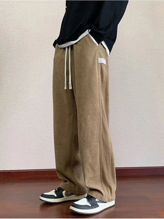 Multi-Pockets Drawstring Wide Sweatpants