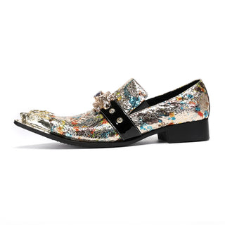 Real Leather Metal Pointed Toe Shoes
