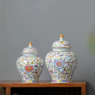 Painted Pottery Porcelain Storage Container