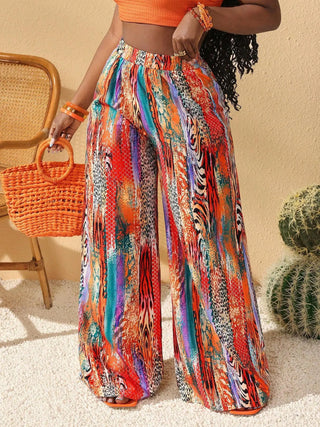 Printed Wide Leg Boho Casual Pants