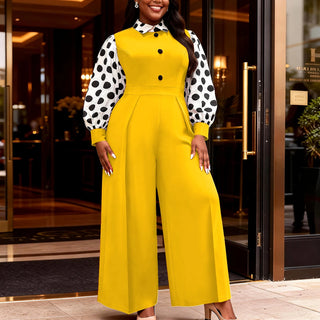 Stylish Polka Dot Long Sleeve Jumpsuit
