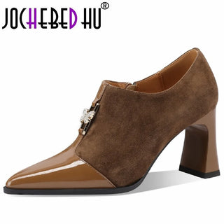 Pointed Side Zipper High Heel Shoes