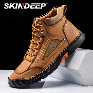 SKINDEEP Men's Ankle Boots Casual Leather Shoes Fashion Male Driving Shoes
