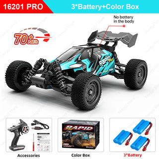 Teeggi 16101 /16102 PRO 1:16 High Speed RC Car With LED Light Drift 70KM/H 4WD RC Off-Road Car Monster Truck Toy For Kid Gifts