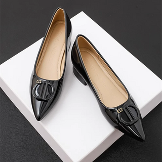 Female Working Heel Pumps Pointed Toe Green Red Black Luxury Desiger Shoes With Buckle Narrow Fits 33-45 21cm Spring Stilettos