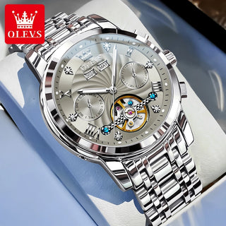 OLEVS Men's Watches 7088 Luxury Trend Fashion Automatic Mechanical Watch for Man Hollow Quartz Movement Complete Calendar Week