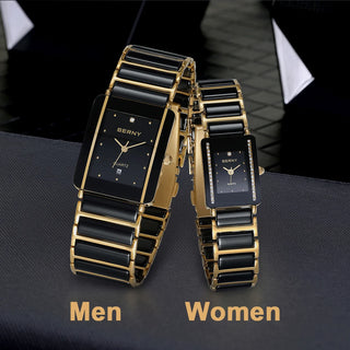Luxury Rectangle Ceramic Quartz Wristwatch