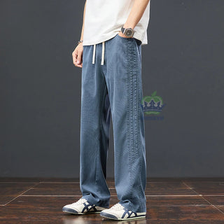 Summer Thin Soft Lyocell Fabric Pants Men Baggy Straight Wide Leg Pants Elastic Waist y2k Jogging Casual Trousers Plus Size 5XL