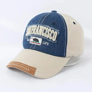 Trendy Distressed Cotton Baseball Cap with Embroidered Lettering - Adjustable Outdoor Headwear