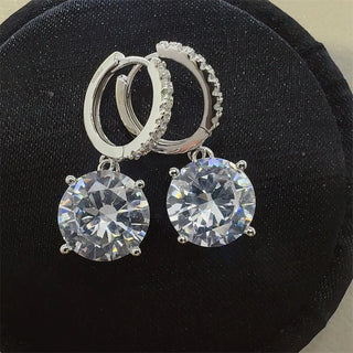 IGOTOS 10cttw Round Cut Moissanite Drop Earrings D VVS S925 Silver Women Luxury Diamond Hoop Earrings Fine Jewelry Gifts GRA