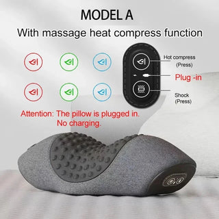 Electric Neck Massager Cervical Pillow Hot Compress Neck Stretch Heating Vibration Neck Shoulder Massage Pillow Back Traction