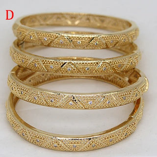 GirlS With white rhinestones Dubai Bangles For Women Bengal Africa luxury Jewelry Saudi Arab Bracelets Habesha Indian Bride Gift