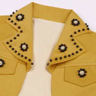 Retro Beading Plaid Print 2Pcs Outfit