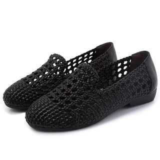 GKTINOO 2025 Summer New Genuine Leather Sandals For Women Hand-woven Hollow Flat  Soft Sole Large Size Women's Shoes