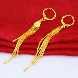 Classic Versatile 9999 24K Real Gold Beaded Earrings Size Earrings with Beaded Rings Earrings Gift for Girlfriend