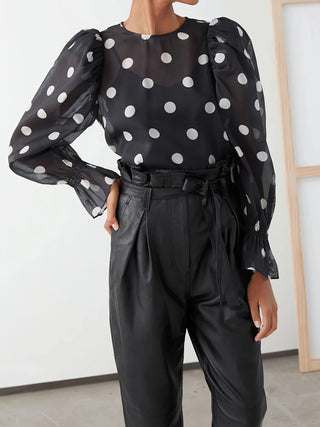 Elegant Puff Sleeve Chiffon Blouse