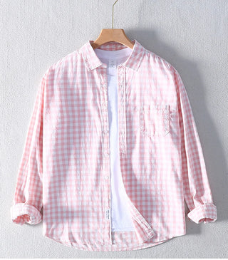High Quality 100% Men Cotton Plaid Shirt