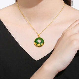 Bauhinia Jade Peace Buckle Pendant Women 24K Gold, AU999 - AU999 Highlights Jade, Lively Bauhinia, Versatile Peace Buckle