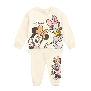 Autumn Winter Kids Fleece Outfit Cotton Thickened Long Sleeve Sweatshirt + Pant Cartoon Two-Piece Clothes for Infant