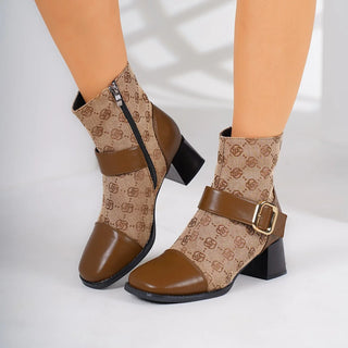 Buckle Strap Chunky Heel Booties