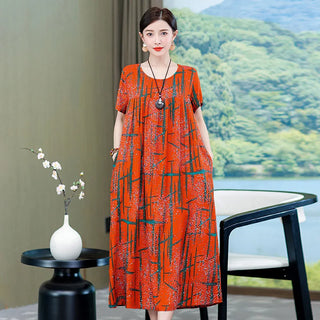 Women Vintage Print Long Dress Sleepwear