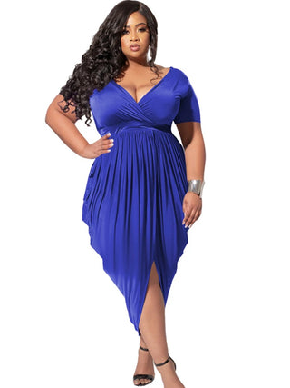 Elegant Short Sleeve V Neck Dress