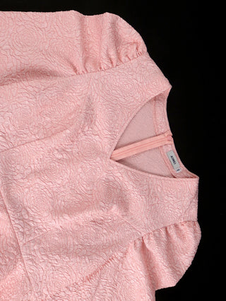 Puff Sleeves Jacquard Midi Dress