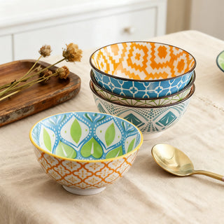 Bohemian 4-Pcs Ceramic Snack Bowls Set
