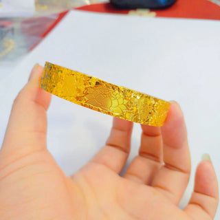 Adjustable Lotus 24K Ice Gold Open Bangle