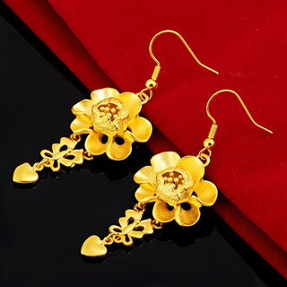 Women's 24K Gold Flower Tassel Earrings - Epictzar Intl.