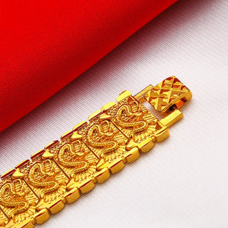 Domineering dragon pattern watch chain for men 24K gold, AU999 ancient gold chain for daily wear, rough retro look handsome