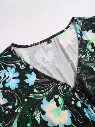 Ladies Floral Print V-Neck Maxi Dress