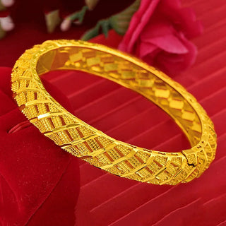 Ancient Elegant Carved 24K Gold Bangle