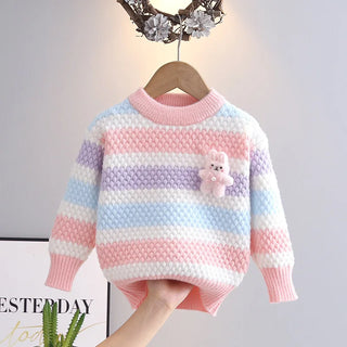 Colorful Toddler Girls Versatile Knitted Sweater