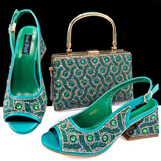 Luxury Rhinestone Design Shoes and Bag Set