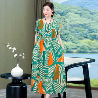 Women Vintage Print Long Dress Sleepwear