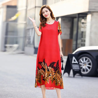 Short Sleeved Printed Women Night Sleepwear
