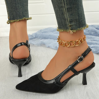 Women Satin One-word Buckle Sandals