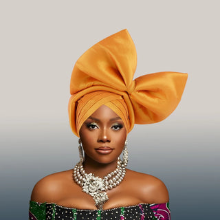 Exaggerated Big Bow Turban Cap African Women's Auto Gele Headtie Nigeria Wedding Geles Female Head Wraps Headpiece