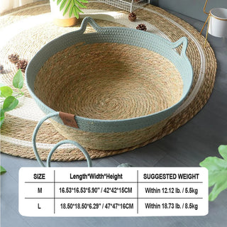 Indoor Straw Plaited Basket Pet Bed