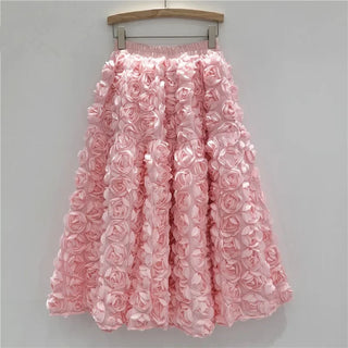 Elegant Elastic Waist Floral Design Skirts