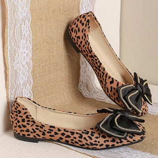Round Toe Leopard Ballet Flats Shoes