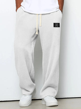 Trendy Drawstring Waffle Knit Casual Pants