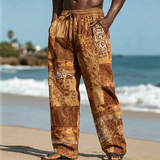 Ethnic Tribal Drawstring Wide Leg Pants