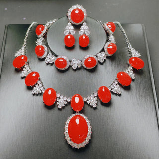 Inlaid Jade Agate Jewelry Set