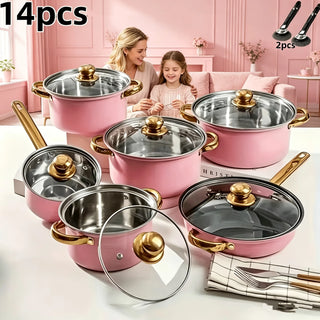 Heavy-Duty 14pcs Non-Stick Cookware Set