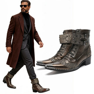 Men's Vintage Pointed Toe Ankle Boots