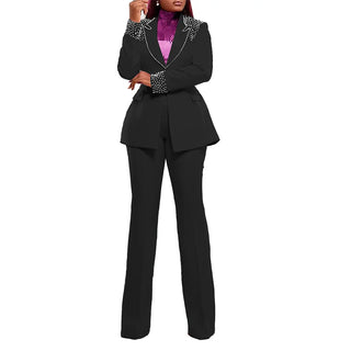 Pearl Splicing Fashion Pants Suit