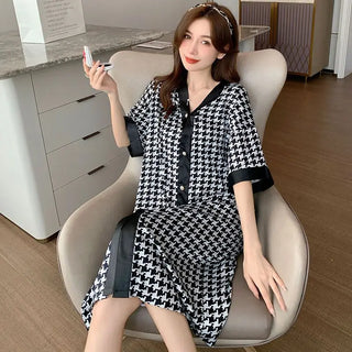 Women Ice Silk Cute V-neck Sleepwear