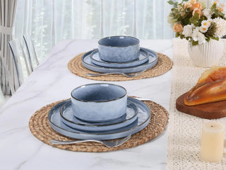 24 Pcs Plates and Bowls Dinnerware Sets for 8, Stoneware Dinner Dish Set, Dishware for Dessert Salad Pasta, Microwave & Dishwash